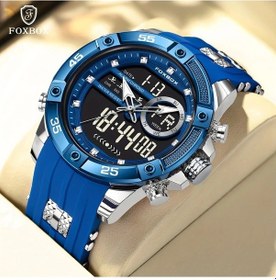 Resim Fochsia Lıge Erkekler İçin Gümüş Mavi Kronograf Alarmlı Ve Su Geçirmez Klasik Kol Saati Diğer 