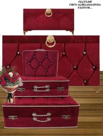 Resim Sonem Çeyiz Sandık Gelin Damat Bavul Çanta Nişan Çeyiz Sandığı 5li 0569 