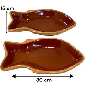 Resim 2'li Toprak Sırlı Balık Güveci Büyük Boy 30x15 Cm 