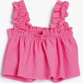 Resim Kız Bebek Crop Atlet Askılı Fırfır Detaylı Kare Yaka 