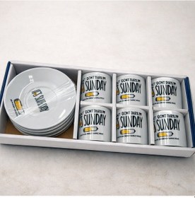 Resim Porselen 6'lı Sunday Kahve Fincanı Takımı Şık Türk Kahvesi Fincan Seti-310 Düz 