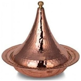 Resim Turna Bakır Külah Yuvarlak Sunum Tabağı 23 Cm El Dövme Kırmızı Turna9060-1 