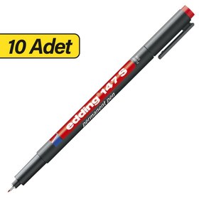 Resim Edding 147S Asetat Kalemi Silgili S Uç - Kırmızı x 10 Adet (Kutu) 