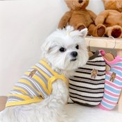 Resim Küçük köpekler için uygun dört mevsim evrensel yelek, sevimli çizgili ayı desenli t-shirt 