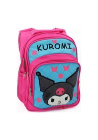 Resim 3 Gözlü Tüylü Kuromi İlkokul Çantası + Beslenme + Suluk - Kuromi İlkokul Kız Çantası Mini Kafalı Pembe 