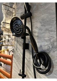 Resim İsaoğlu Yapı Siyah Duş Sistemi Klasik Vintage Tasarım Duş Seti Askı Aparatı Dahil Komple Set Siyah 