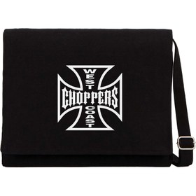 Resim West Coast Choppers Logo Siyah Kanvas Postacı Çantası - Siyah 