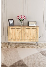 Resim Evdemo Rio Metal Ayak Dekoratif Modern Konsol Atlantik Çam 