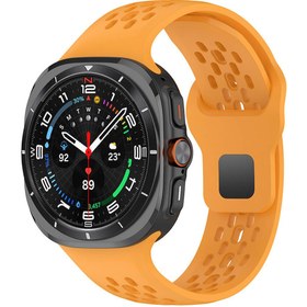 Resim Galaxy Watch Ultra 47mm Zore KRD-119 Delikli Tasarım Silikon Kordon-Sarı 