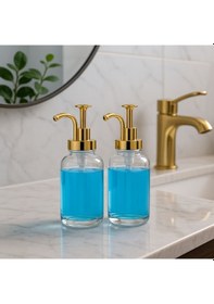 Resim 2'li Cam Sıvı Sabunluk&losyon Seti 500ml 