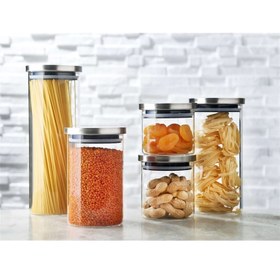 Resim Leggno VTR701GCNST Vetro 5'li Cam Saklama Kabı Seti Çelik Kapak 