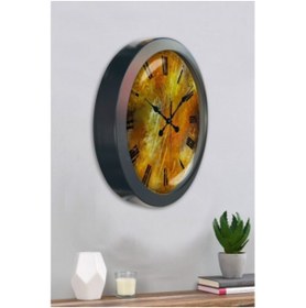 Resim Bahat Salon Ofis Duvar Saati Gri Metal Çerçeve 36 Cm 