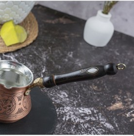 Resim 4 Kişilik El Yapımı Kalın Bakır Cezve Gaziantep Üretimi, Geleneksel Türk Kahvesi Cezvesi 
