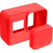 Resim 1 Takım Kırmızı-go Pro Aksesuarları İçin Eylem Kamera Kılıfı Koruyucu Silikon Kılıf Cilt + Lens Kapağı Kapak Gopro Hero 5 6 7 Siyah Kahraman Kamera 