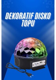Resim Küre Disko Topu Müzik Çalar Renkli Lazer Işıklı Bluetooth Disko P Renkli 