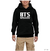 Resim Bts Siyah Çocuk Kapşonlu Sweatshirt 