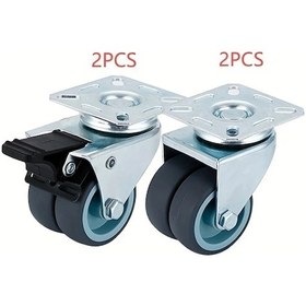 Resim Dashanshop 4 Adet Gümüş Rengi 800 Kg Kapasiteli Frenli Mobilya Tekerleği Seti 