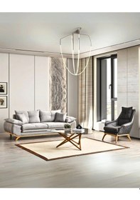 Resim Azir Koltuk Takımı & Bazalı Yataklı Koltuk Takımı 3 1 - Gri Nubuk Bukle Kumaş 3+1 Gri 