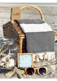 Resim Mulberry Diamond Pestemal %100 Pamuk 8 Farklı Renk Siyah 001 