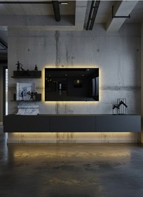 Resim Resital Ledli Duvara Monte Tv Sehpası - Antrasit - W6022-4 Antrasit 