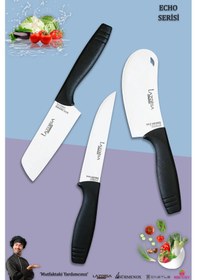 Resim Eco Serisi Mutfak Bıçak Seti Et Sebze Börek 3 Lü Set Mft-123 Siyah 