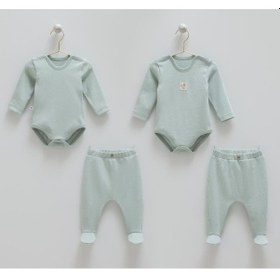 Resim Caramell %100 Pamuk Hello Forest 4'lü Body Pantolon Set Crml.bpe1959 Yeşil 