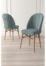 Resim Canisa Ritim Serisi, 1.sınıf Babyface Kumaş Doğal Ahşap Ayak Gold Halkalı 6 Adet Su Yeşili Sandalye Sandalye Su Yeşili Ayaklar Doğal Ahşap 