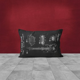 Resim Fender Stratocaster Gitar Chalkboard Çift Taraflı Yastık Kılıfı 2 Adet 