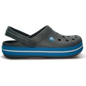 Resim Crocs Koyu Gri Unisex Crocband Kenarı Mavi Beyaz Çizgili Terlik 