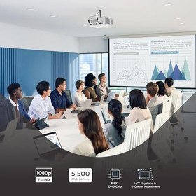 Resim ViewSonic LS740HD 5000 Lümen 1080p Lazer Projektör, 1.3x Optik Zoom, H/V Keystone, 4 Köşe Ayarı ve Oditoryum, Konferans Salonu ve Eğitim için 360 Derece Projeksiyon 