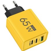 Resim Usb C Gan Hızlı Şarj Cihazı Toplam 65 W Qc3.0 Pd Çoklu 3 Bağlantı Noktaları Yellow Eu ' Beyaz 