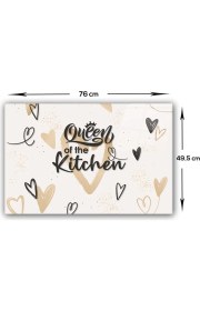 Resim Decorita Cam Ocak Arkası Koruyucu | Queen Of The Kitchen - Krem | 