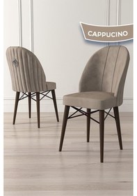 Resim Canisa Ritim Serisi 1.sınıf Babyface Ithal Kumaş 4 Adet Cappucino Sandalye Ceviz Gürgen Ayak Gümüş Halkalı Sandalye Cappucıno Ayakları Ceviz 
