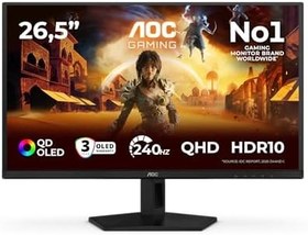 Resim AOC Q27G41ZDF 26.5 inch WQHD Monitor 240Hz, QD-OLED Panel, 0.03ms GtG, Adaptive Sync, HDR10, G-Sync Compatible, (2560x1440 HDMI 1x 2.0 DP 1x1.4) Black/red 