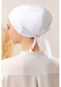 Resim Melodi Scarf Dikişsiz Penye Bone Beyaz Beyaz 