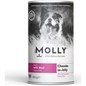Resim Molly Jöleli Biftekli Parça Etli Konserve Yetişkin Köpek Maması 400 G 