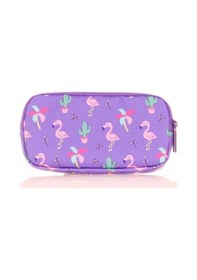 Resim Kaukko Kids 3 Bölmeli Kalem Çantası Paterned Flamingo Lila L8148 