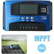 Resim Güneş Kontrol Cihazı 100A 60A 30A 10A Çift USB LCD Ekran, 12V 24V Güneş Hücresi Panel Şarj Regülatörü Yük ile 13.72*7.87cm 