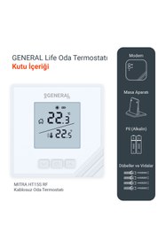 Resim GENERAL Life Mitra HT15S RF Kablosuz Oda Termostatı - Beyaz 