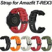 Resim Sunshine022 Amazfit T-rex 3 Kırmızı Silikon Kayış Deployant Kilitli Dayanıklı Kol Bandı 