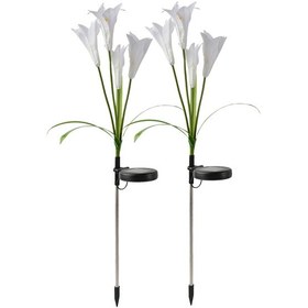 Resim Ximistore9 2 Adet Beyaz Güneş Enerjili Lale Şekilli 4 Aydınlatıcı Işık, Işık Kontrollü Bahçe Çimenliği Yol Feneri Toprak Takılabilir. Beyaz 