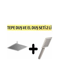 Resim Supor Kare Paslanmaz Inox Duş Başlığı Ve El Duş Seti 2 Li, Tepe Duş Başlığı Diğer 