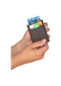 Resim Premium Serisi Özel Kutulu Lüks Deri Mekanizmalı Cüzdan Kemer Ve Kartlık Erkek Seti Kahverengi 