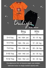 Resim Triliya Pamuklu Unisex Çocuk Kapri Takımı Cepli & Kordonlu, 3-12 Yaş Trl-26 Turuncu 