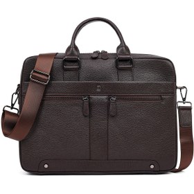 Resim Men's Brown Leather Laptop Bag 