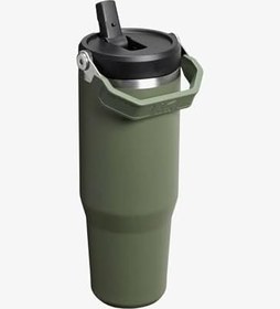 Resim Stanley IceFlow Flip Straw Tumbler Pipetli Termos Bardak, Haki (Dried Pine), 0.60 Litre 
