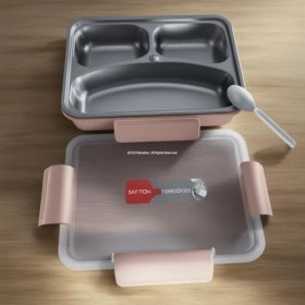 Resim Mcreative Hybrid Bento Box 900 ml - Bpa'sız Plastik Gövde, 3 Bölmeli Paslanmaz Çelik Çok Amaçlı Lunch Box 2344 (Pembe) 