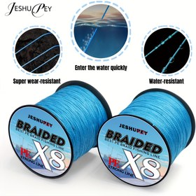 Resim JESHUPEY 8-İplik Örgülü PE Balıkçılık Hattı - Süper Aşınma Direnci ve Su Direnci, 15, 1.81-50.8KG Çekiş Gücü için Karp, Uç, Buz Balıkçılığı - Dayanıklı Mavi Spool Ergonomik Kolu ile, Balıkçılık Hattı için Balıkçılık, Buz Balıkçılığı Ekipmanı, Şık Spool Tasarımı, Yüksek Kaliteli Spool 