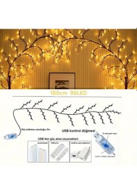 Resim Shopytech Dal Şeklinde Led Duvar Işığı 1.85m 96 Led Sıcak Beyaz Usb Uzaktan Kumandalı Zamanlayıcılı Çok Renkli 
