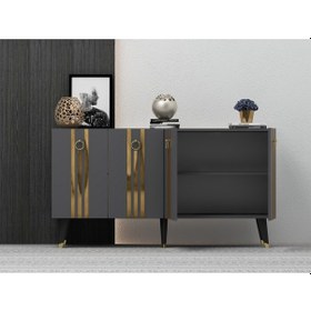 Resim 150 CM IŞIL KONSOL ANTRASİT-ALTIN 